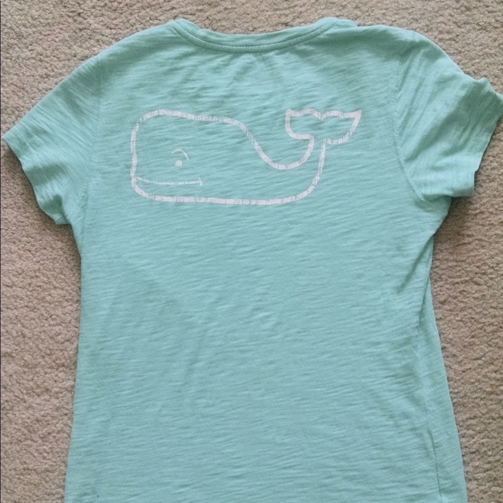 Vineyard Vines  Aqua Blue Green Cotton Graphic T-shirt Size XS
